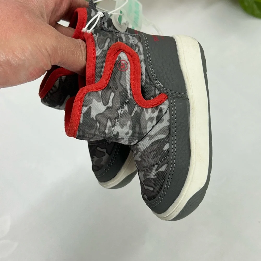 Kids Camouflage Boots with Red Accents